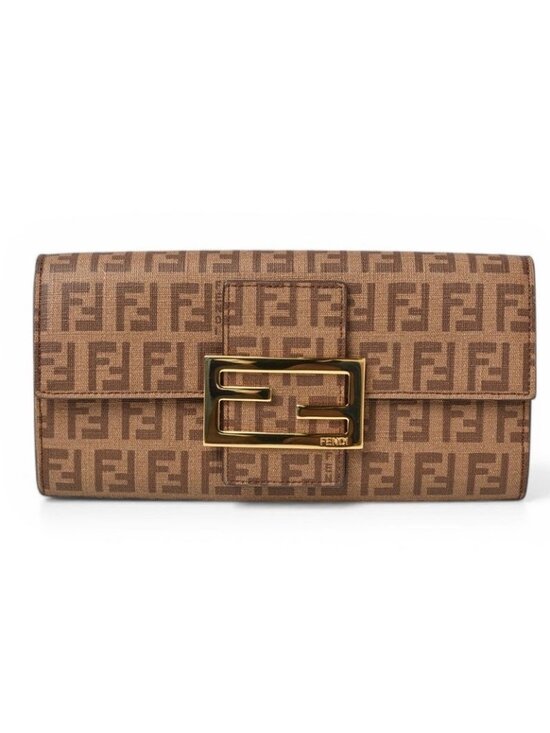 Fendi Handbags - Fendi Wallet Yg1 Zucca Pattern Beige Brown
